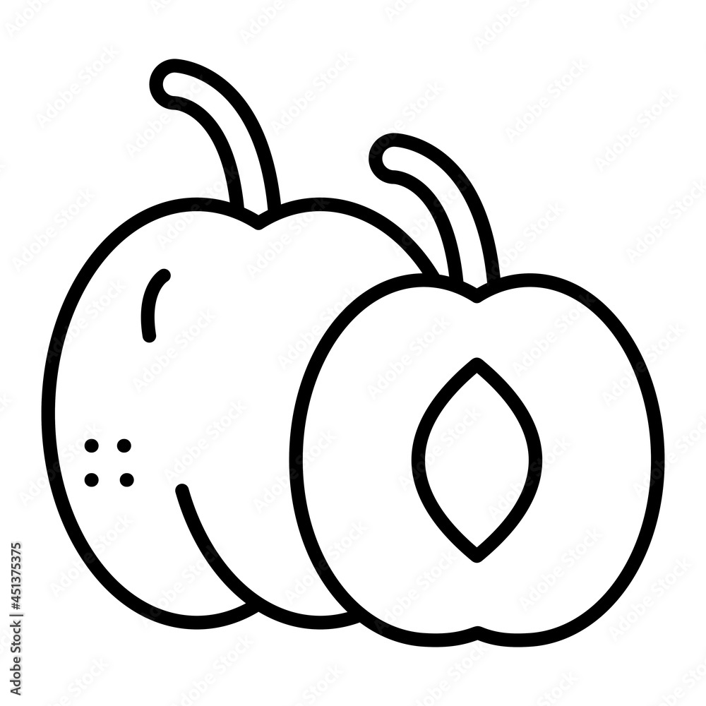 Apricot Vector Outline Icon Isolated On White Background Apricot Vector Outline Icon Isolated On White Background
