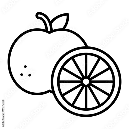 Mandarin Vector Outline Icon Isolated On White Background