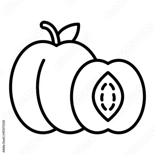 Peach Vector Outline Icon Isolated On White Background