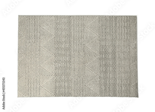 Obraz na plátně Grey carpet with geometric pattern isolated on white, top view