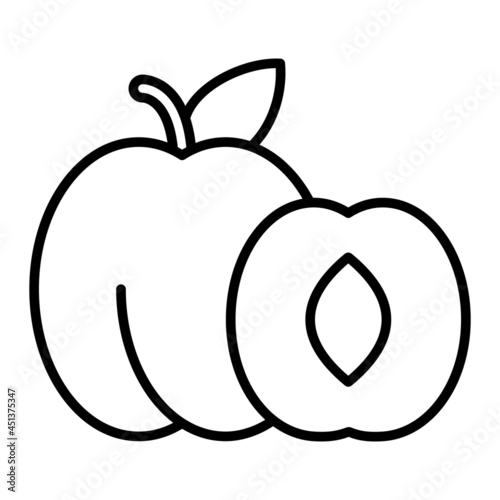 Plum Vector Outline Icon Isolated On White Background