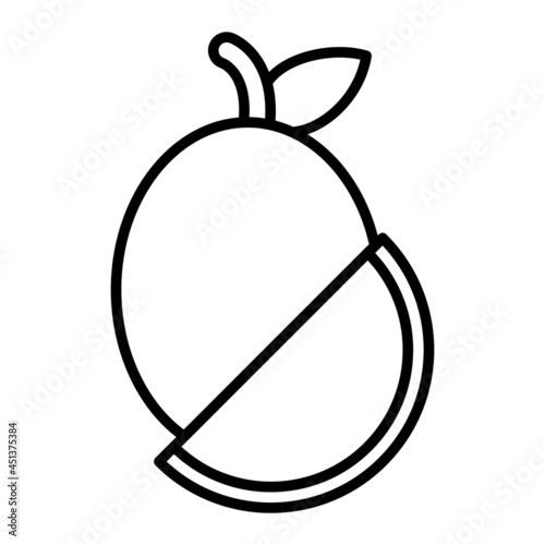 Sapodilla Vector Outline Icon Isolated On White Background