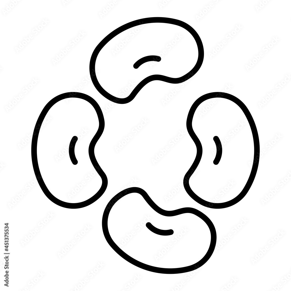 Beans Vector Outline Icon Isolated On White Background Beans Vector Outline Icon Isolated On White Background