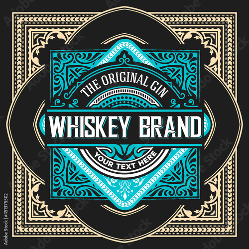 Whiskey label with old frames