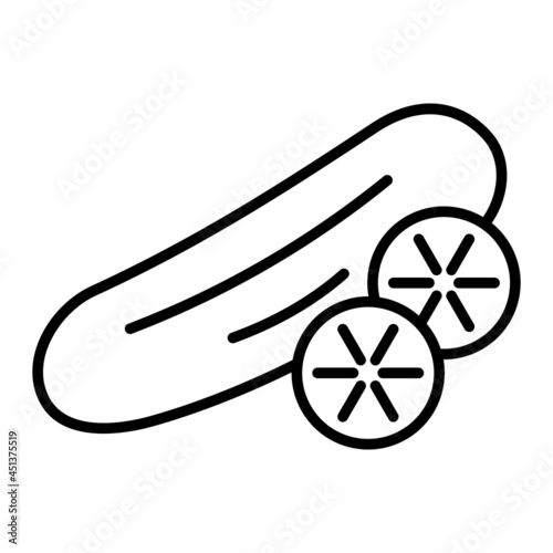 Cucumber Vector Outline Icon Isolated On White Background