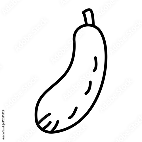 Bottle Gourd Vector Outline Icon Isolated On White Background