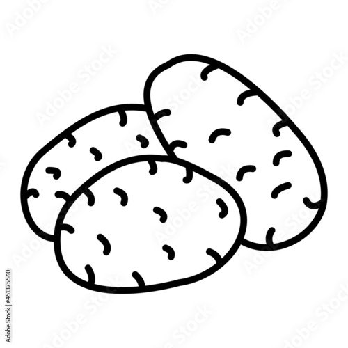 Potato Vector Outline Icon Isolated On White Background