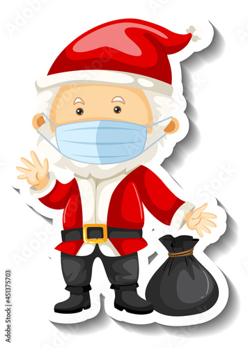A sticker template with Santa Claus wearing mask