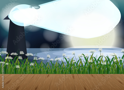 Empty landscape scene with lighthouse