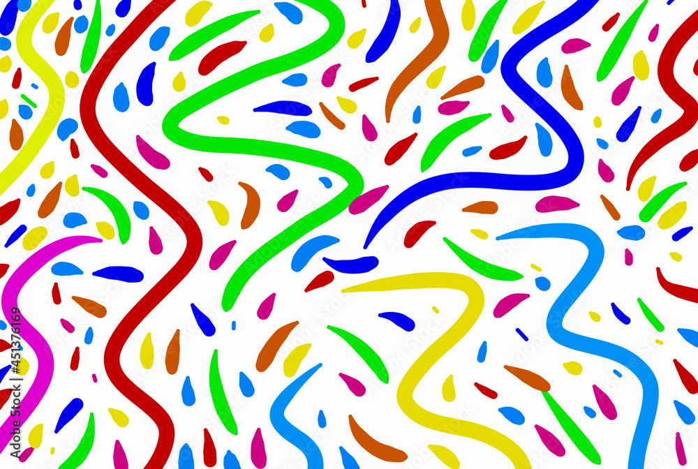 Abstract draw lines colorful asymmetric on white background