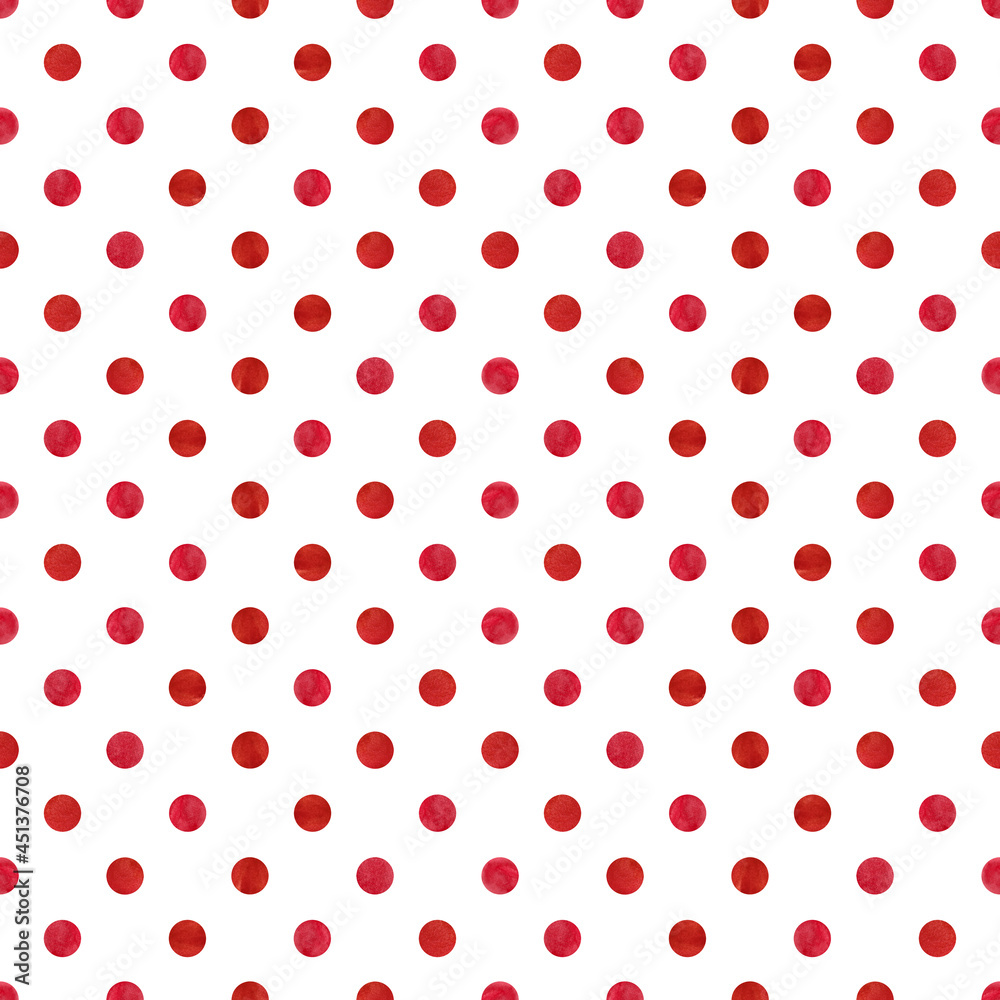 Red polka dot background. Pattern on a white background. A pattern made of circles. Romantic background. Seamless pattern. Red polka dot background. Pattern on a white background. A pattern made of circles. Romantic background. Seamless pattern.