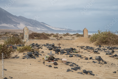 Cofete cemetery with sand on the island of Fuerteventura