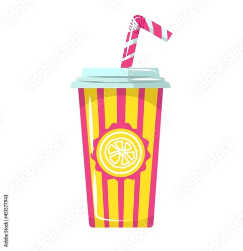 Plastic cup. Cool drink, juice, ice coffee, carbonated water.