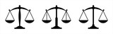 Scales justice icons set.