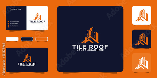 City house roof company logo and business card inspiration