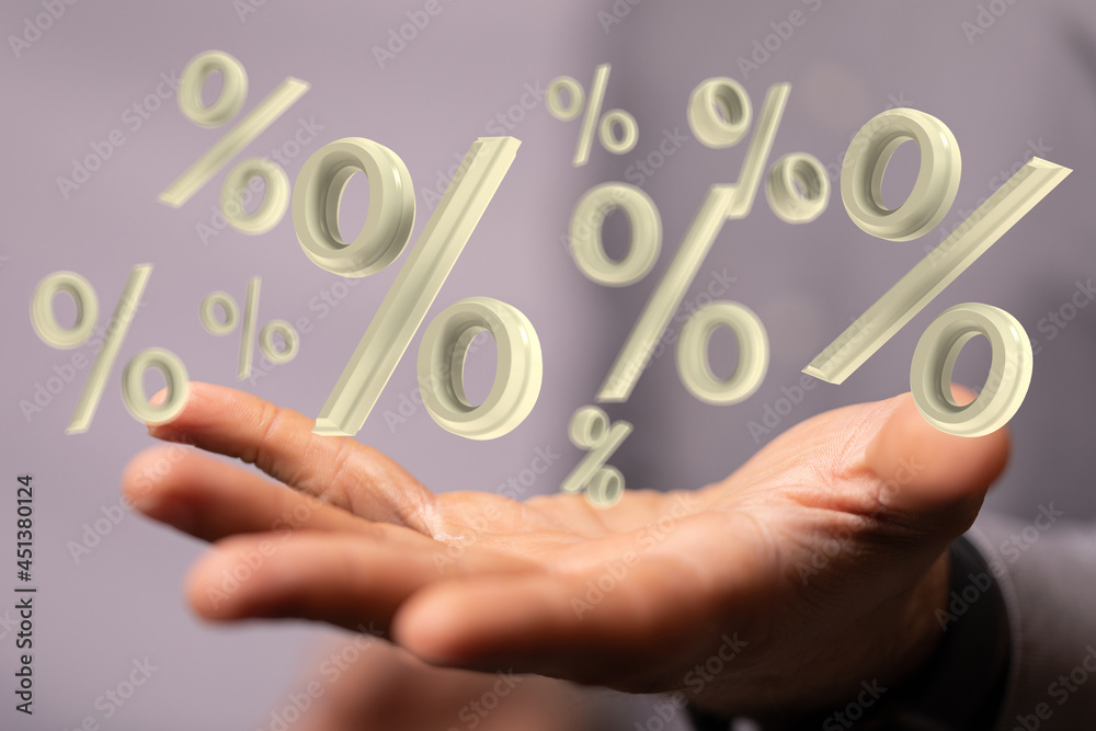 percent shopping digital in hand 3d.. percent shopping digital in hand 3d..