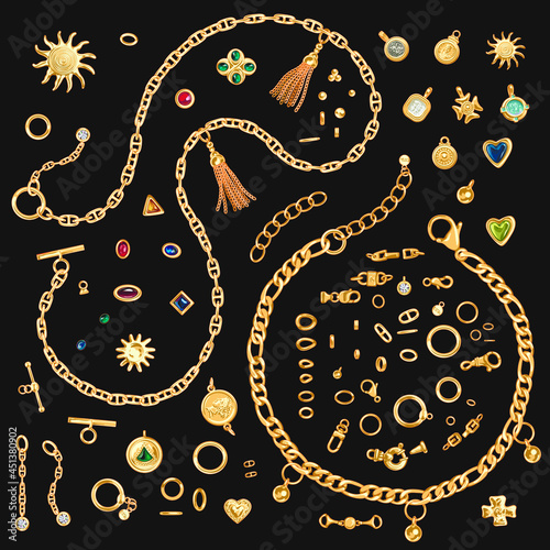 Gold Chains ClipArt Collection Brooches Bracelets
