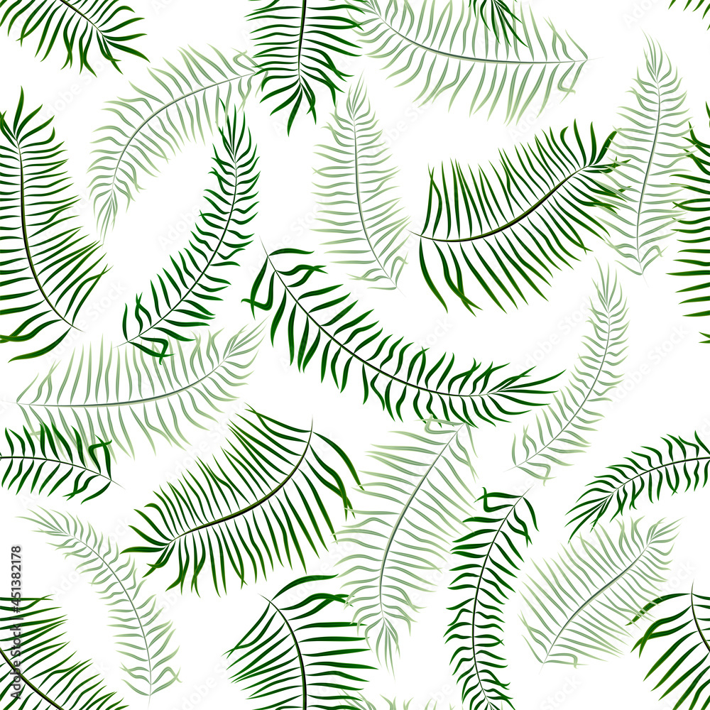 White seamless background with different leaves.