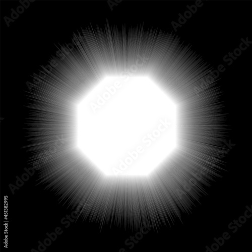 Octagon shape shine effect, Manga vector photo