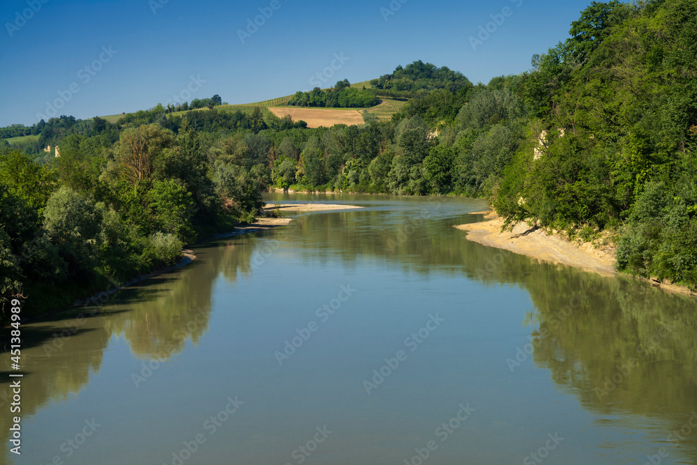 The Tanaro river at springtime in Asti province