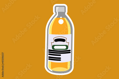 apple vinegar bottle. Apple cider vinegar vector flat icon, Flat design. Vector Illustration.