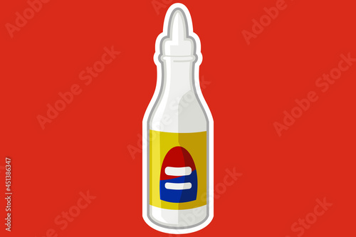 apple vinegar bottle. Apple cider vinegar vector flat icon, Flat design. Vector Illustration.