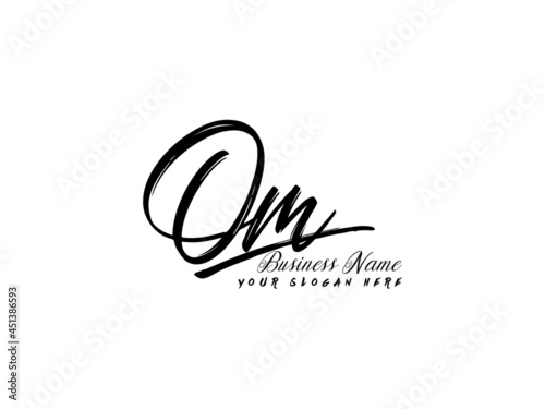 Brush OM Letter Logo, monogram om signature logo icon vector for business
