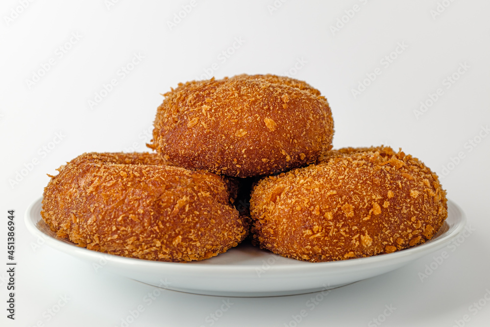 Vegetable croquettes on a white background