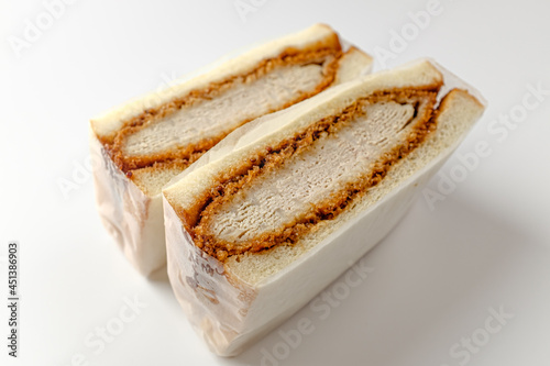 Tonkatsu sandwich on a white background