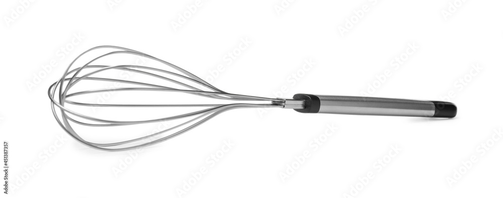 New metal balloon whisk isolated on white New metal balloon whisk isolated on white