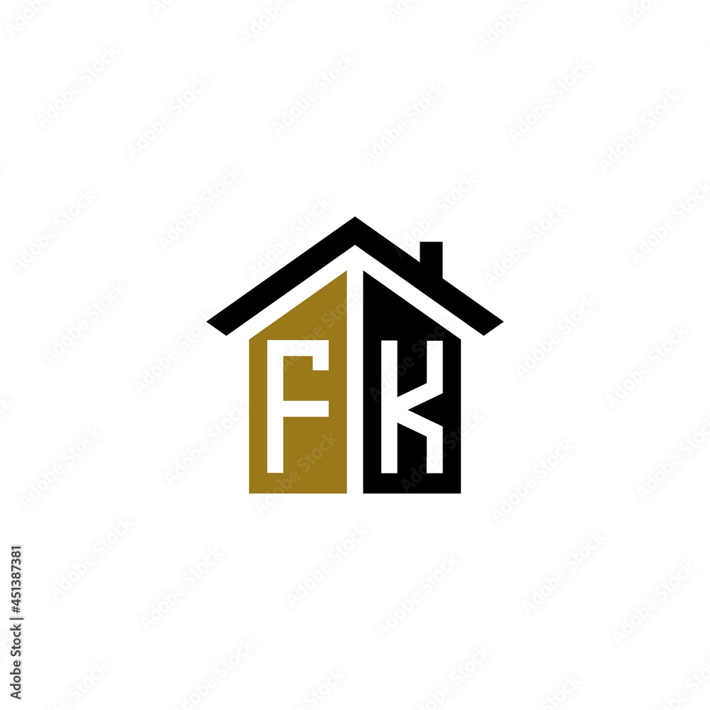 fk initial home logo design vector icon