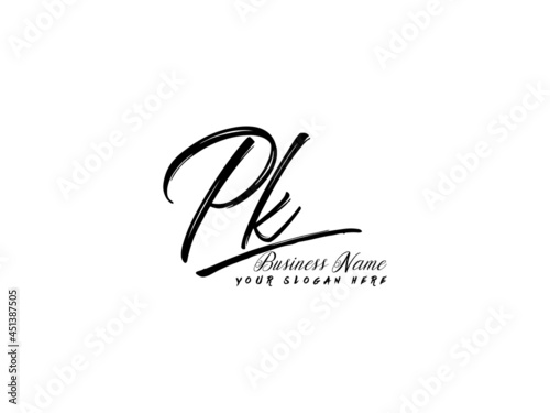Brush PK Letter Logo, monogram pk signature logo icon vector for business