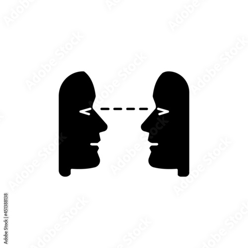 Eye contact black glyph icon. Nonverbal communication. Building connection with listener, speaker. Showing focus, attention. Silhouette symbol on white space. Vector isolated illustration