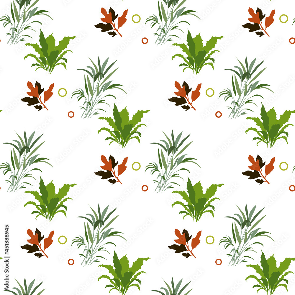Vector Seamless Pattern Leaf Herb Plant background