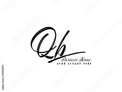 Brush QB Letter Logo, monogram qb signature logo icon vector for business