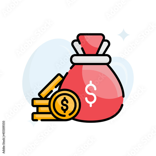 cash collection vector filled outline icon style illustration. EPS 10 File