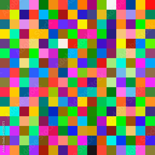 Pixel colorful sample. Different color squares or pixels. © Crashik