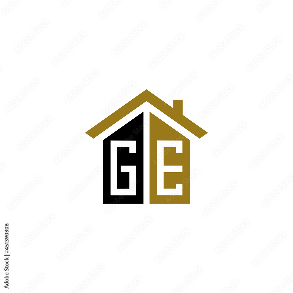 ge initial home logo design vector icon ge initial home logo design vector icon