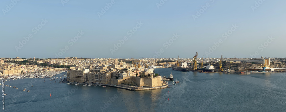 The fortified city of Senglea with The Spur at the tip jutting out into the Grand Harbour.