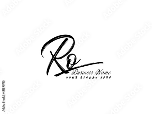 Brush RO Letter Logo, monogram ro signature logo icon vector for business