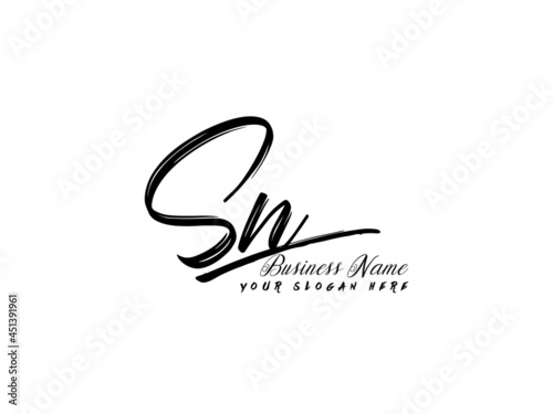 Brush SN Letter Logo, monogram sn logo icon vector for business photo