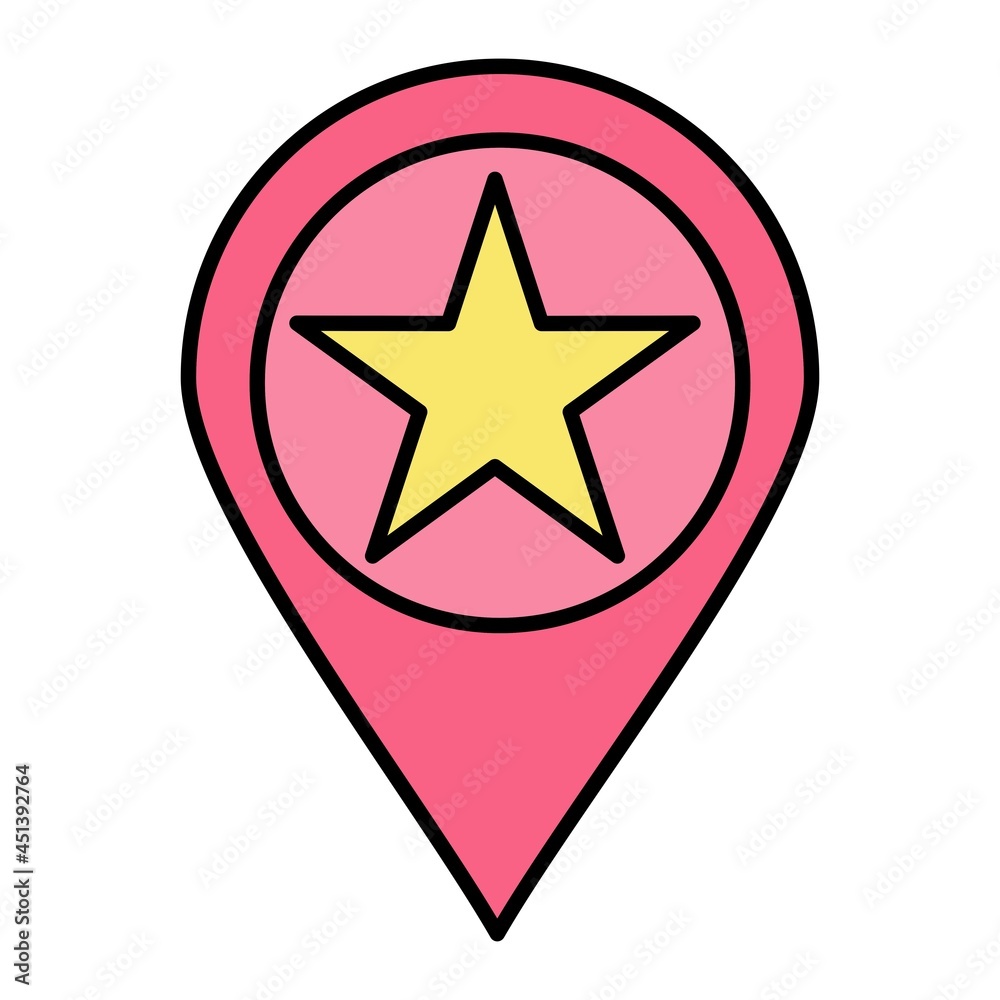 Vector Starred Location Filled Outline Icon Design Vector Starred Location Filled Outline Icon Design