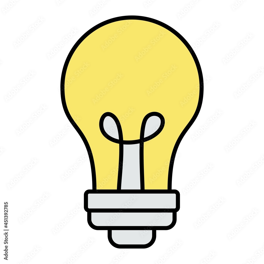 Vector Light Bulb Filled Outline Icon Design Vector Light Bulb Filled Outline Icon Design