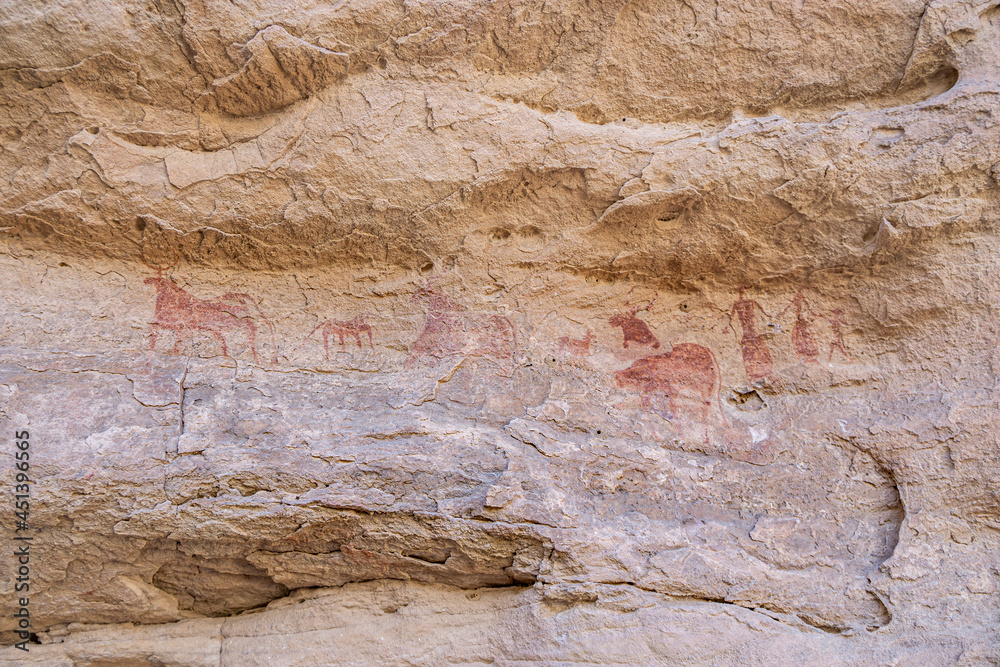 Naklejka premium Prehistoric rock paintings, Chad, Africa