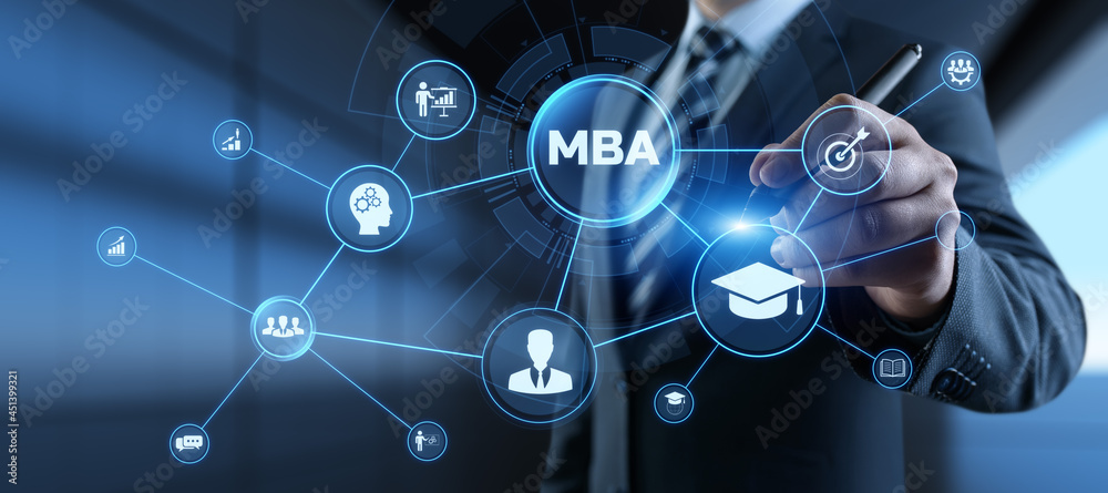MBA Master of business administration education learning concept on screen. MBA Master of business administration education learning concept on screen.