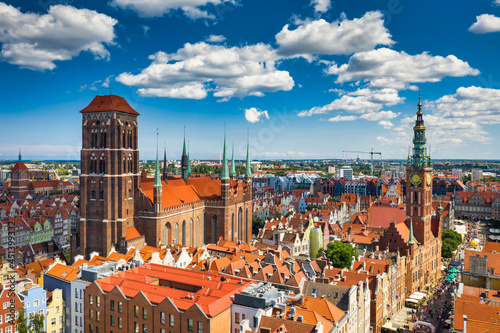 Beautiful architecture of the main city of Gdansk at summer. Poland