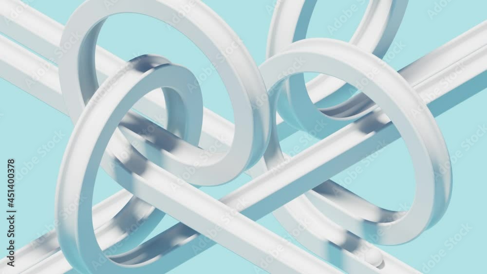 3d render of balls rolling inside the pathway. An abstract mix of different ways. Simple minimal