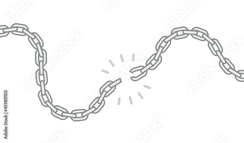 404 error lost connection creative concept with breaking the chain and gap between chain links. Disconnect concept minimalistic vector illustration