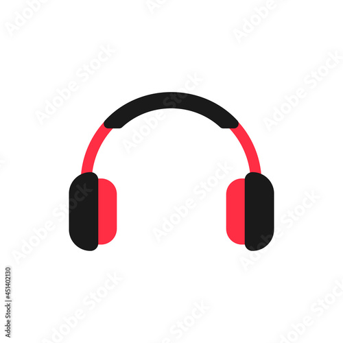 Red headphones Icon isolated on white background