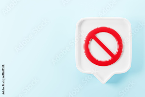 Free Download No sign mark on Blank white speech bubble on blue background, 3D rendering illustration. - GFXLoad